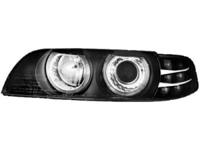 СВЕТЛИНИ Кристални фарове  Angel Eyes BMW E39  (95-00) - черни