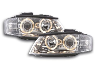 СВЕТЛИНИ Кристални фарове  Angel Eyes AUDI A3 (2003-2008) - хром
